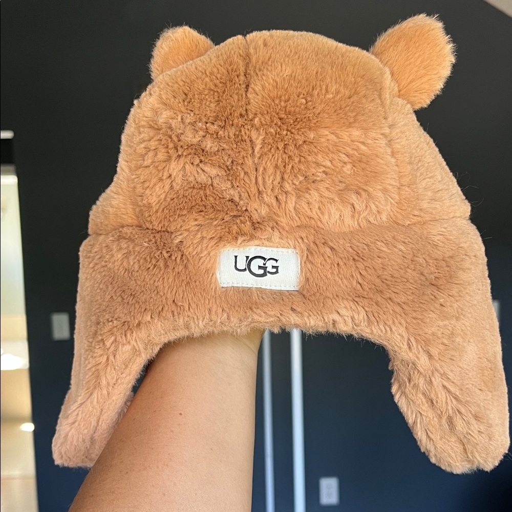 UGG Kids Tan Fuzzy Ear Hat